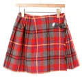 トグルボタンウールチェックラップスカート 38 バーバリーブルーレーベル 70984 BURBERRY BLUE LABEL レッド レディース