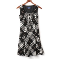 ノースリーブチェックワンピース 36 バーバリーブルーレーベル 71487 BURBERRY BLUE LABEL ブラック レディース