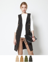 ノースリーブロングトレンチコートジレ