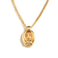 バーバリーズ Bロゴ入りゴールドネックレス 35114 ゴールド系 レディース キラキラストーン付きロゴペンダント