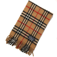 バーバリーズ 英国チェックマフラー（細） ベージュ系 バーバリーらしい色、細身の英国チェック柄マフラー