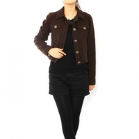 バーバリーブルーレーベル ボタンニットジャケット ブラウン系 レディース レトロな金ボタン 24129