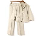 パンツスーツセットアップ　ステンカラー 42 バーバリーロンドン 01000615 BURBERRY LONDON ベージュ レディース