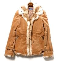 ファー装飾裏地キルティングジャケット 38 バーバリーブルーレーベル 65066 BURBERRY BLUE LABEL ベージュ レディース
