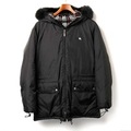 フォックスファー装飾裏地チェックダウンジャケット M バーバリーブラックレーベル 72416 BURBERRY BLACK LABEL ブラック メンズ