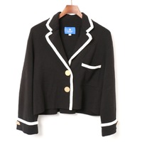 ブルーレーベル クレストブリッジ カラー切替ショート丈ニットジャケット 38 71496 BLUE LABEL CRESTBRIDGE ブラック レディース