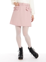 ベルト付きフリルポケ台形スカート/ブラック