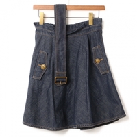 ベルト付デニムフレアスカート 38 バーバリーブルーレーベル 76691 BURBERRY BLUE LABEL ブルー レディース
