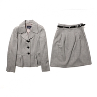ラウンドノッチドラペルテーラードジャケットスカートスーツ 38 バーバリーロンドン 67577 BURBERRY LONDON グレー レディース