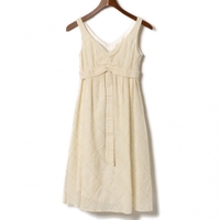 リボン装飾ノースリーブワンピース オフホワイト 36 バーバリーブルーレーベル 67490 BURBERRY BLUE LABEL ホワイト レディース