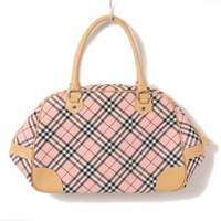 レザーハンドルノヴァチェックハンドバッグ  バーバリーブルーレーベル 72931 BURBERRY BLUE LABEL ピンク レディース