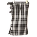 レザー切替3連ベルトチェックラップスカート UK 6 バーバリーブルーレーベル br01001191 BURBERRY BLUE LABEL ブラック レディース