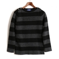 ロゴプリントショルダーボタンボーダーニットカットソー 38 バーバリーブルーレーベル 68301 BURBERRY BLUE LABEL ブラック レディース