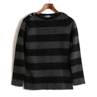 ロゴプリントショルダーボタンボーダーニットカットソー 38 バーバリーブルーレーベル 68301 BURBERRY BLUE LABEL ブラック レディース