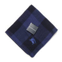 新品 バーバリー ロゴ入り ブロック チェック ハンカチ 34105 ネイビー メンズ 