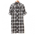 紐ベルト付半袖チェックシャツワンピース 38 バーバリーブルーレーベル 01000420 BURBERRY BLUE LABEL ブラック レディース