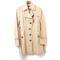 裏地チェックアシメントリ―ボタンロングトレンチコート 38 バーバリーブルーレーベル 76064 BURBERRY BLUE LABEL ベージュ レディース