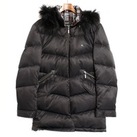 裏地チェックファー装飾ダウンコート M バーバリーブラックレーベル 69384 BURBERRY BLACK LABEL ブラック メンズ