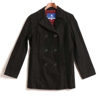 裏地ボーダーコットンPコート 38 バーバリーブルーレーベル 71070 BURBERRY BLUE LABEL ブラック レディース