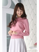 レースアップフリルニットＰＯ/ピンク