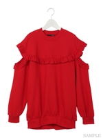 セパレートフリルトレーナーワンピ/レッド