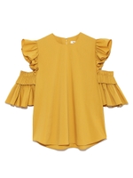 プリーツフリルブラウス/YEL