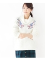 ポンポンヤーン刺繍オフタートルニット/ベビーピンク(071)