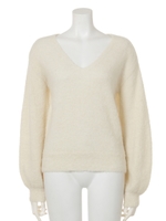 アルパカ パフ SLV knit TOP/RED