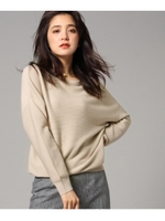 ボートネックセミワイドニット/ライトベージュ(051)