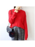 クルーネックニット/レッド