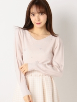 フルーリビジューVネックニット/ベビーピンク