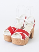 コルクソールサンダル/レッド