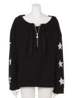 ネックシャーリングスタートップス/ブラック