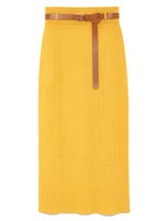 ベルティッドニットロングスカート/WHT