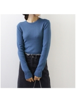 カラークルーネックニット/ブルー