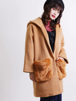 WEGO/ファーポケットフードミドルコート