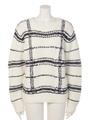 チェックケーブルニットTOPS/柄WHT