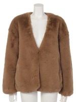 エコファーコクーンショートコート/ピンク