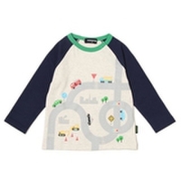 【30%OFF】車マッププリントラグランスリーブTシャツ