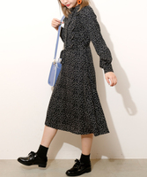 ドットプチハイネックロングワンピース