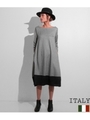 ITALY　ストライプ裾切替ワンピース/グレー(006)