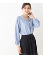 【WEB限定】なめらかブラウス/ライトブルー(091)