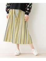 【すそくるっ】マルチストライプスカンツ/マスタード(333)