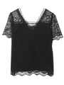 【シャツ】総レースＴシャツ/ブラック
