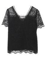 【シャツ】総レースＴシャツ/ブラック