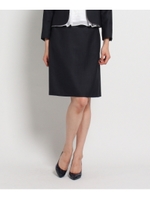 【洗える】グログラン使いスカート/ネイビー(093)