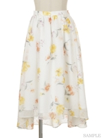 オリジナルドビーフラワー柄スカート/紺