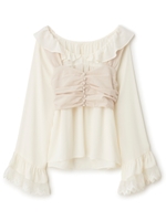 ギャザービスチェセットブラウス/ペールピンク