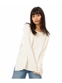 スリット入りＵネックニット/WHITE