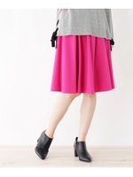 【洗える】タックフレアスカート/ラズベリーピンク(073)